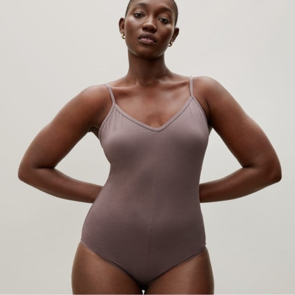 Everlane | Supima Cotton Cami Thong Bodysuit Brown Taupe